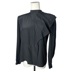70s VTG Emmanuelle Khanh Black Silk Butterfly Blouse Collector True Vintage